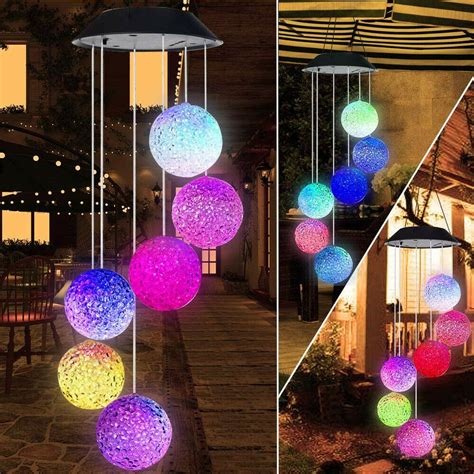Beautiful Color Changing Outdoor Led Solar Powered Wind Chime Light
