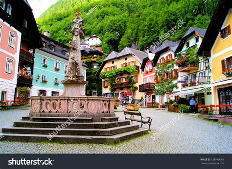 Colorful Town Square Village Hallstatt Austria Stock Photo Edit Now