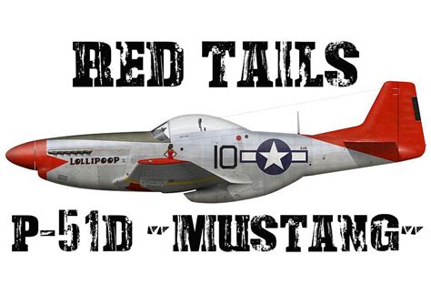 North American P 51d Mustang Red Tails Tuskegee Airman Digital Art By P