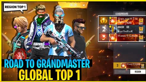 Road To Grandmaster Global Top 1 Done Region Top Squad In Free Fire