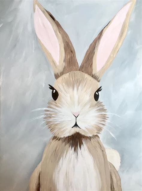 Bunny Canvas Painting Tutorialinstant Download Learn How To Etsy