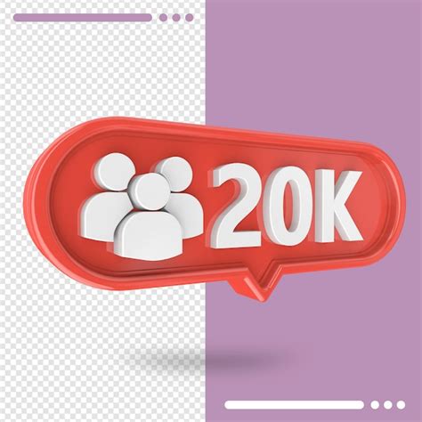 Premium Psd Icon 3d Instagram 20k Followers Isolated