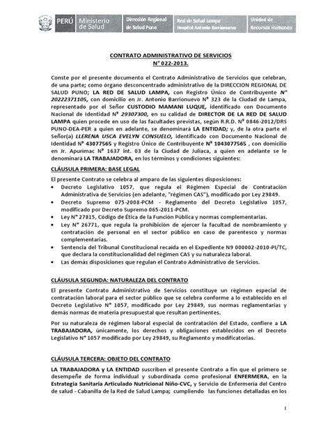 Contrato Administrativo De Servicio1 Derecho Laboral Regulación