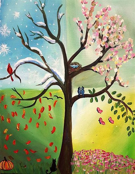 Painting Four Seasons Art Painting Tree Painting
