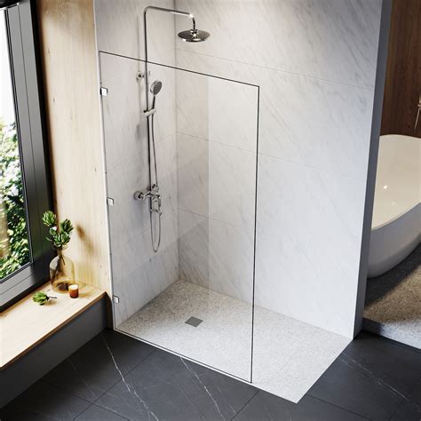Frameless Walk In Shower Screen Fixed Panel 10mm Toughened Free Nude