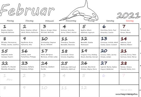 Drucken sie kostenlose vorlagen des monat juni bis november 2021 kalender hier aus. Monatskalender Februar 2021 Zum Ausdrucken Kostenlos ...