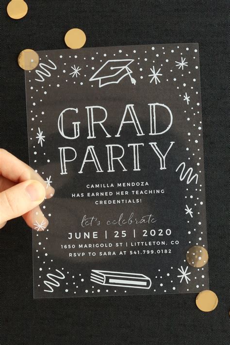 Teachers Chalkboard Clear Graduation Party Invitation Graduation