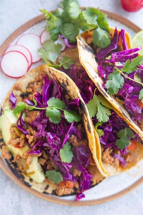 Ground Turkey Tacos With Cabbage Slaw And Avocado The Roasted Root