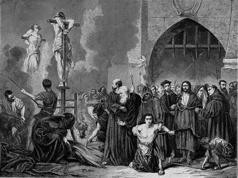 An Auto Da Fé Of The Spanish Inquisition And The Execution Of Sentences