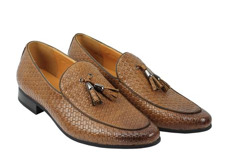 Fashion Mens Vintage Woven Leather Lined Tassel Moccasin Loafer Retro Smart Casual Shoes