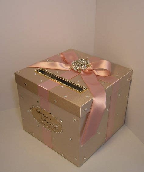 Wedding Quinceañera Sweet 16 Card Box Champagne and Blush pink light
