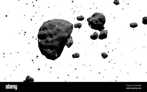 A Group Of Asteroids Isolated On White Background Stock Photo Alamy