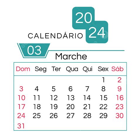 Portuguese Green March Calendar 2024 2024 Portuguese Calendar Png