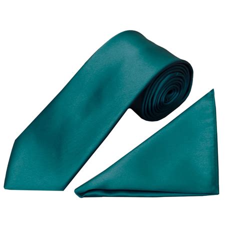 Teal Green Satin Tie And Handkerchief Set Classic Tie Handkerchief Set