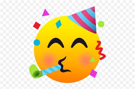 Emoji Festive Face Content Party Emoji In Party Hatbirthday Emoji