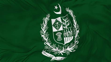 State Emblem Of Pakistan Coat Of Arms Flag Seamless Looping Background