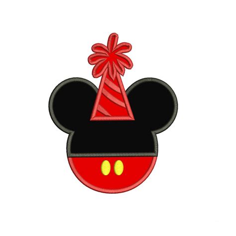 Birthday Mickey Mouse Head Applique Design