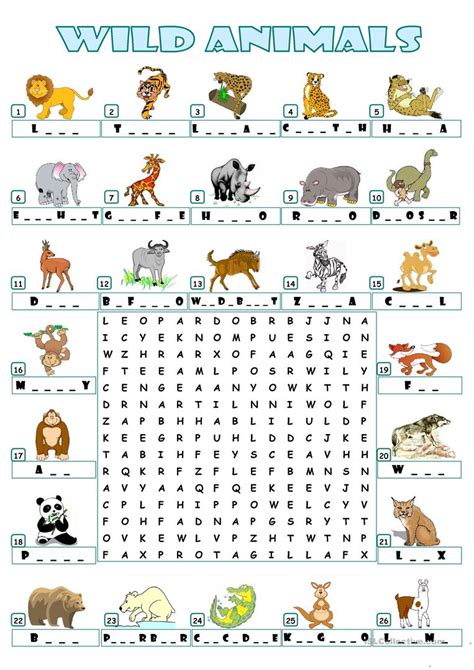 Wildlife Crossword Puzzle Printable Printable Crossword Puzzles