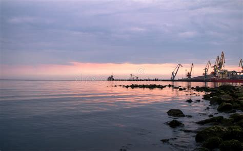 Daybreak At Sea Port Stock Image Image Of Lake Feodosiya 34029031