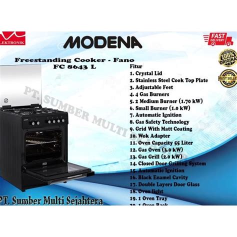 Jual Kompor Freestanding Oven Gas Modena Fano Fc L Fc L