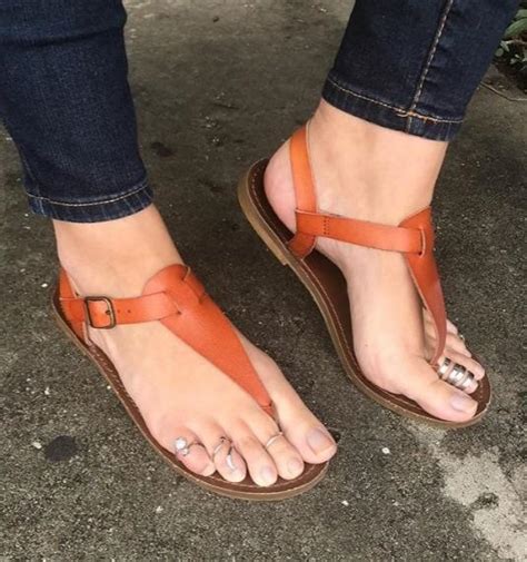 Brown Leather Thong Sandals With Toe Rings Rthongsandals