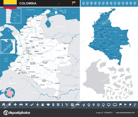 Colombia Mapa Infográfico Ilustración Vectorial Detallada Vector