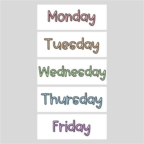 Days Of The Week Labels Printable