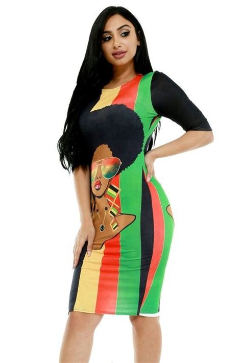 Pin By Chrissy Stewart On Rasta Jamaican Clothing Rasta Dress Printed Bodycon Dress