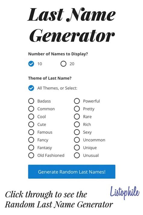 Find Names With This Random Last Name Generator Find Surnames For Male