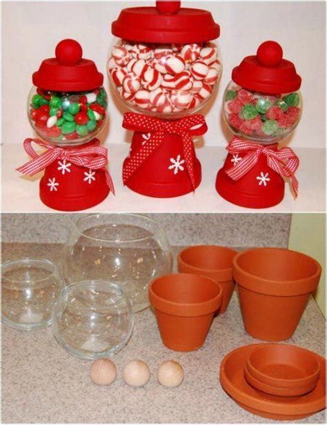 Diy Clay Pot Christmas Candy Jars Xmas Christmas Candy Jars Simple