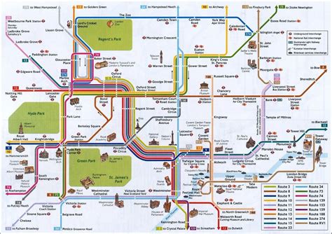 London Tube Map With Attractions Pdf Printable Map Of London England