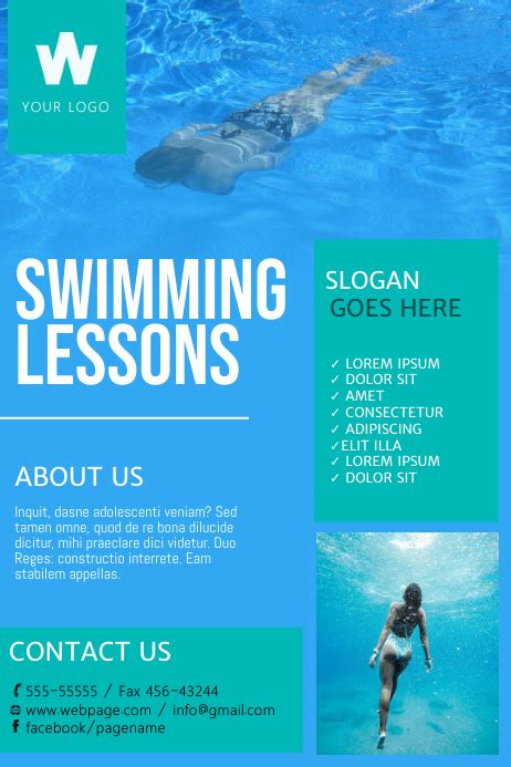 Swimming Lessons Flyer Template Postermywall