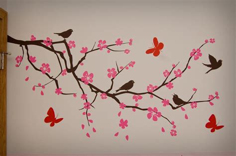 Easy Cherry Blossom Tree Wall Painting Mural Wall