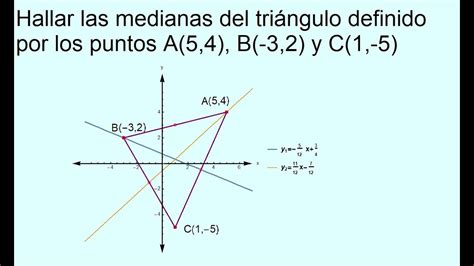 Ecuaciones De Las Medianas De Un Triángulo Y Gravicentro Youtube