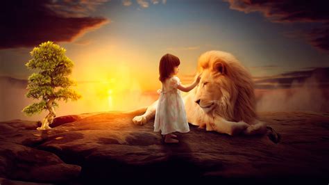A Girl Lions Imagination Wallpapers 1920x1080 411991