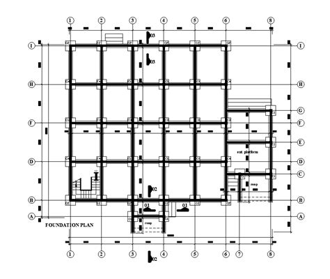 Foundation Layout Of 14x19m Work Shop Plan Is Given In This Autocad