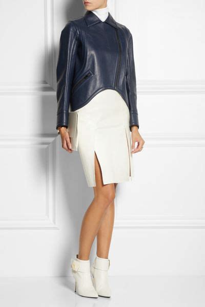 Fendi Leather Pencil Skirt In White Lyst