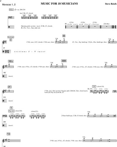 Music For 18 Musicians Modular Version Sheet Music By Steve Reich