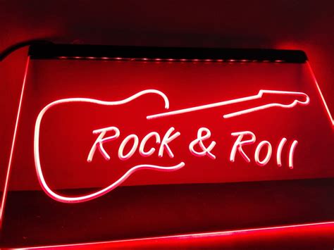 Lb303 Rock And Roll Guitar Music New Led Neon Light Sign Home Decor