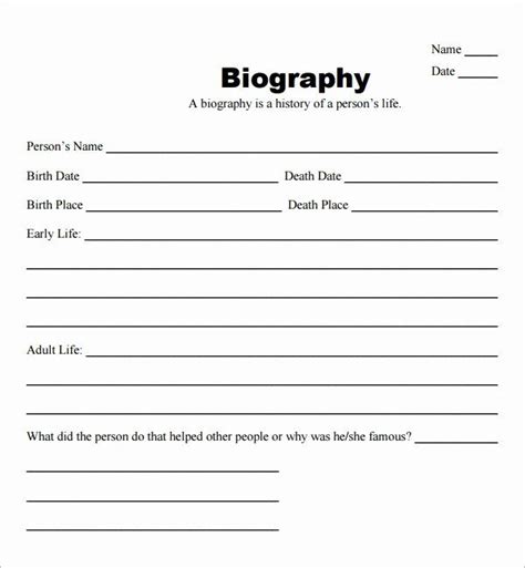 Biography Report Template Pdf Luxury Biography Template 10 Download