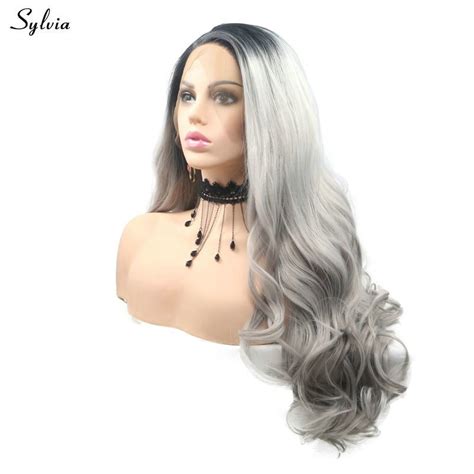 Sylvia Long Body Wave Hair Short Black Root Ombre Light Greygray