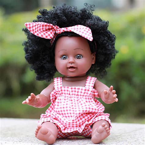 〖follure〗black Girl Dolls African American Play Dolls Lifelike 35cm