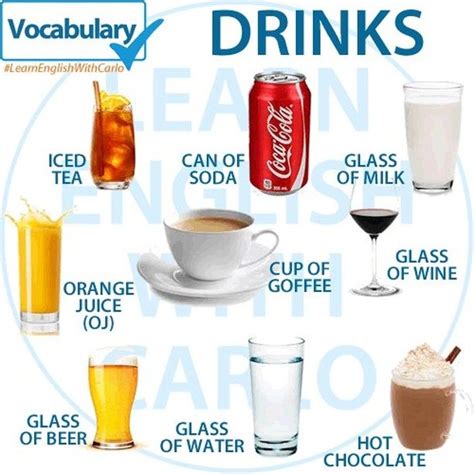 learn english with carlo on instagram “vocabulary beverages drinks here is a slide with