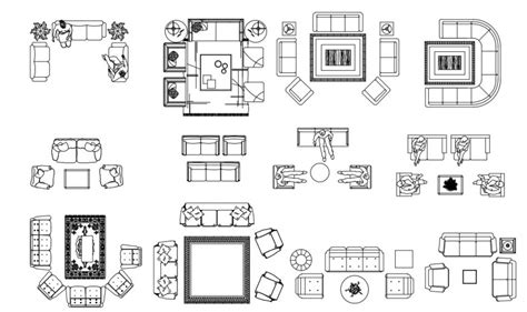 Drawings Of Living Room Furniture Blocks Sofa Set Dwg Autocad File Cadbull