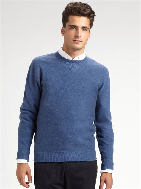 Lyst Saks Fifth Avenue Cashmere Sweater In Blue For Men