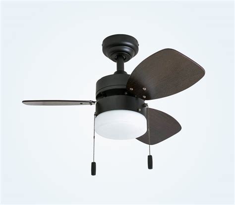 Mini Ceiling Fan With Light And Pull Chain Dark Brown 3 Blade