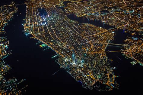 Aerial Photo Of City New York City Usa Night City Hd Wallpaper