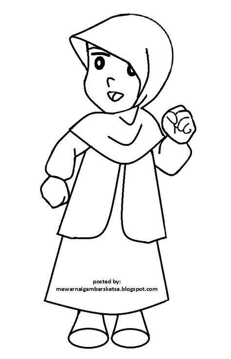 Mewarnai Gambar: Mewarnai Gambar Gadis Cantik Berhijab