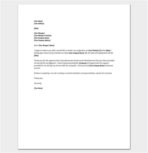 Resignation Letter 3 Month Sample Life Specific Resignation Letters