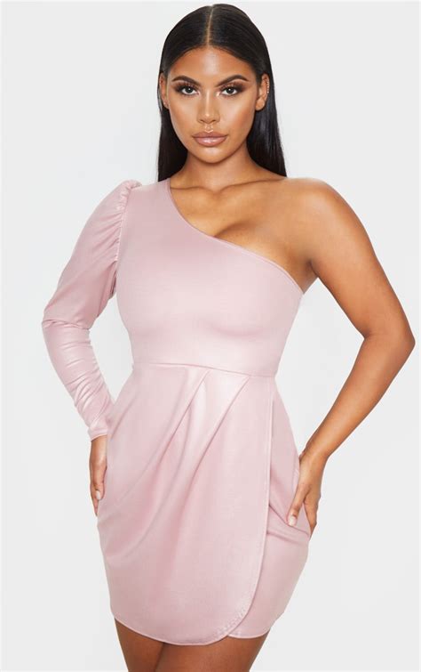 Bodycon Dress One Shoulder With Pleated Skirt Bodycon Dresses Tight